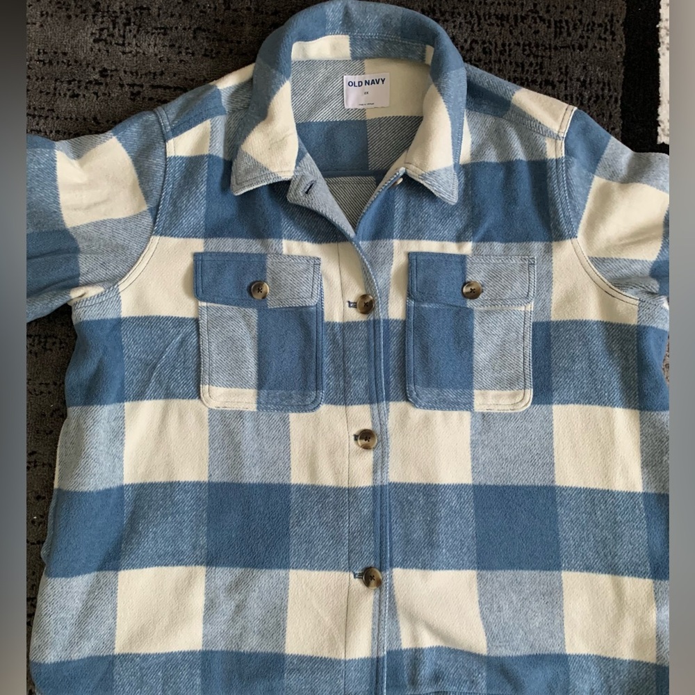 Old Navy Blue check Button Down Shacket/Coat/Jacket